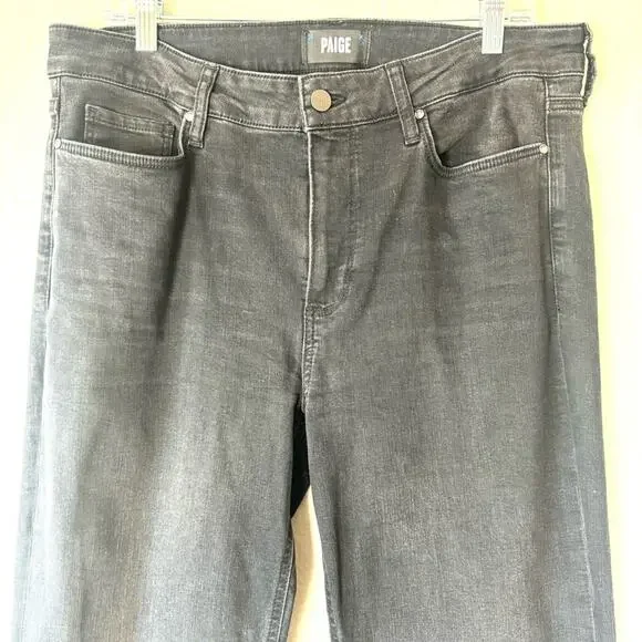 Paige Genevieve Black Flare Leg Denim Jeans Size 32 - Picture 4 of 7